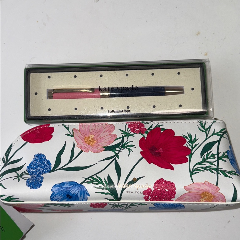NWT- KATE SPADE COLORBLOCK BALLPOINT PEN & pencil case